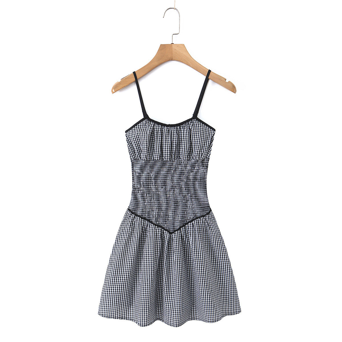 Black and white checkered slim fitting and slimming camisole dress