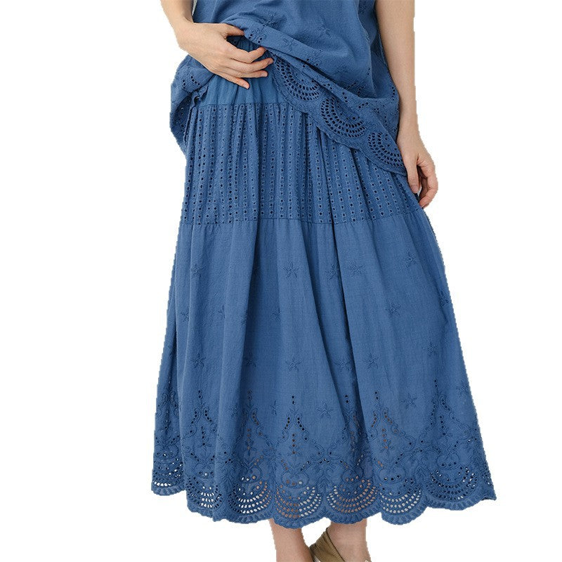 Hollow out patchwork lace skirt
