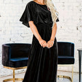 Romantic New Spring Summer Short Sleeve Sexy Elegant Velvet Round Neck Dress with Fashion 3D Decoration