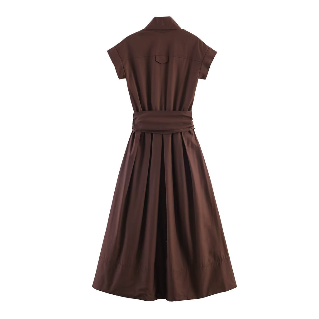 Elegant commuting poplin pleated dress