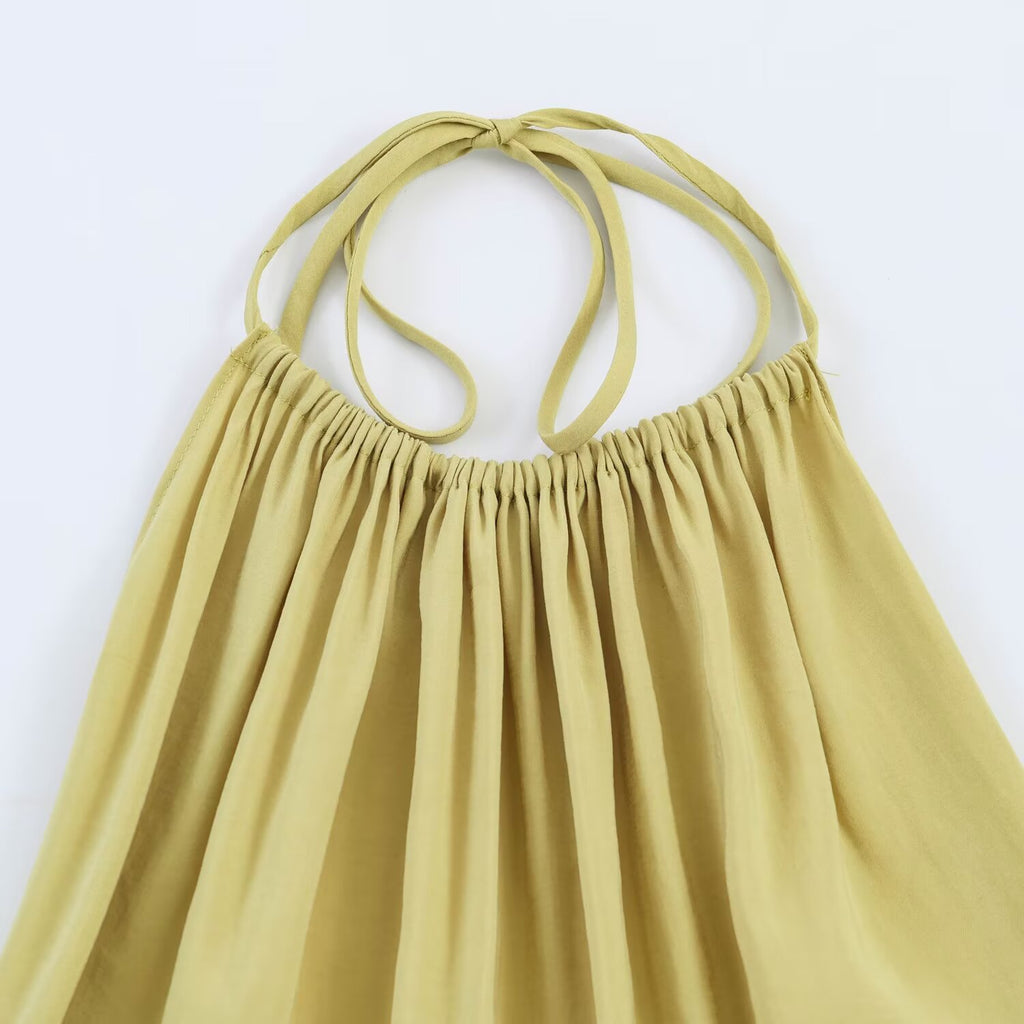 Vacation style hanging neck collar dress