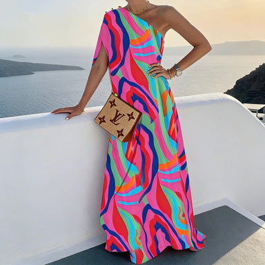 Printed off shoulder dress