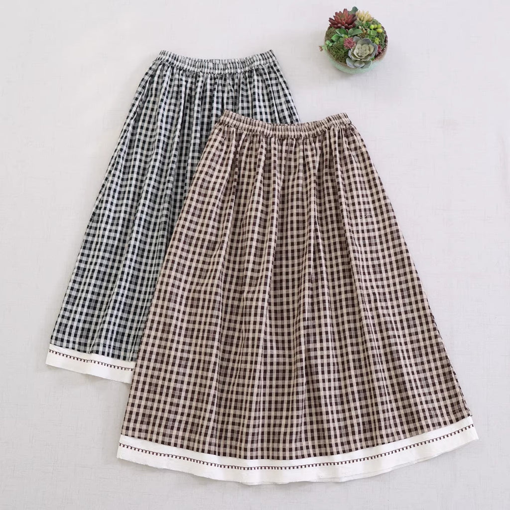 Plaid loose half skirt