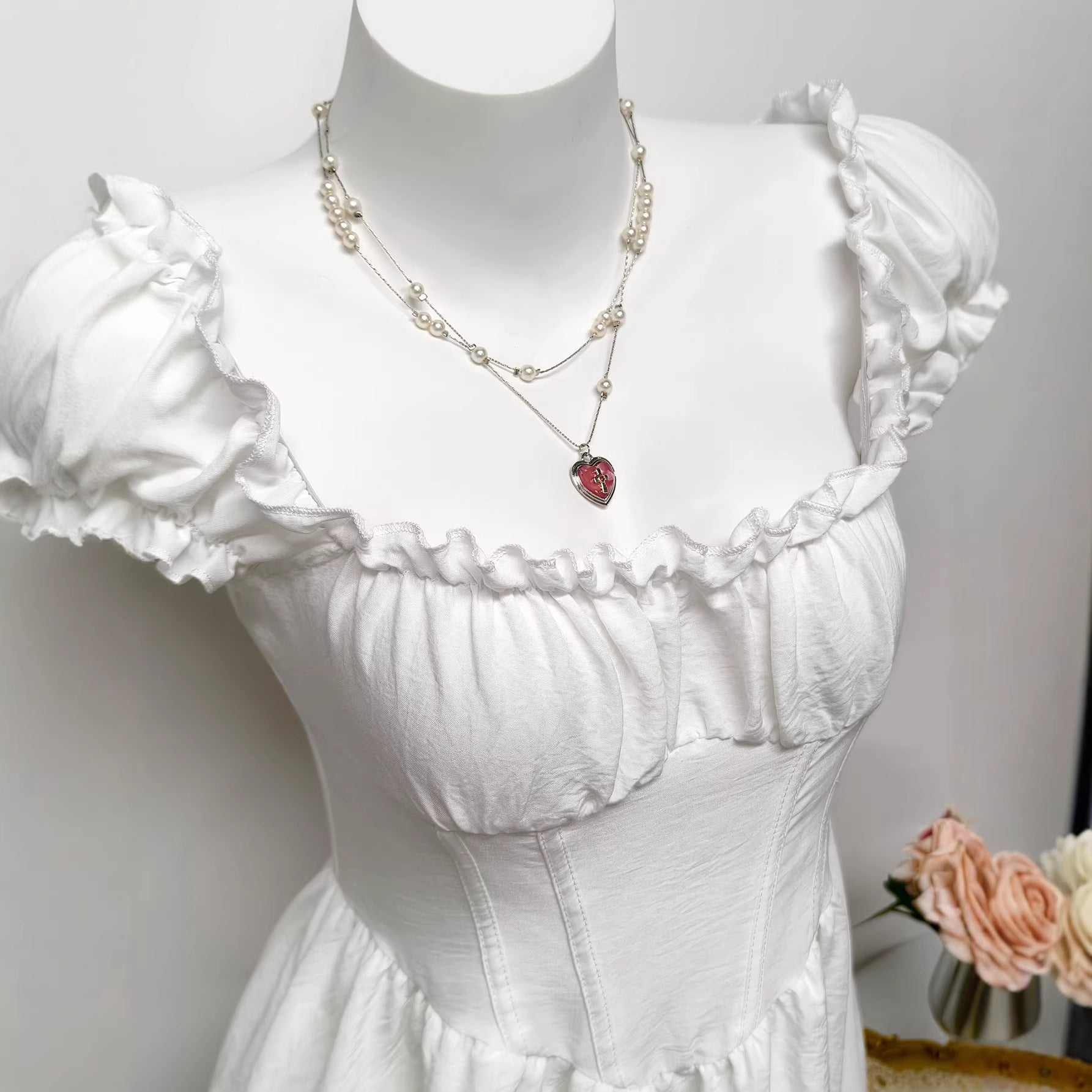 Square neck short sleeved dress