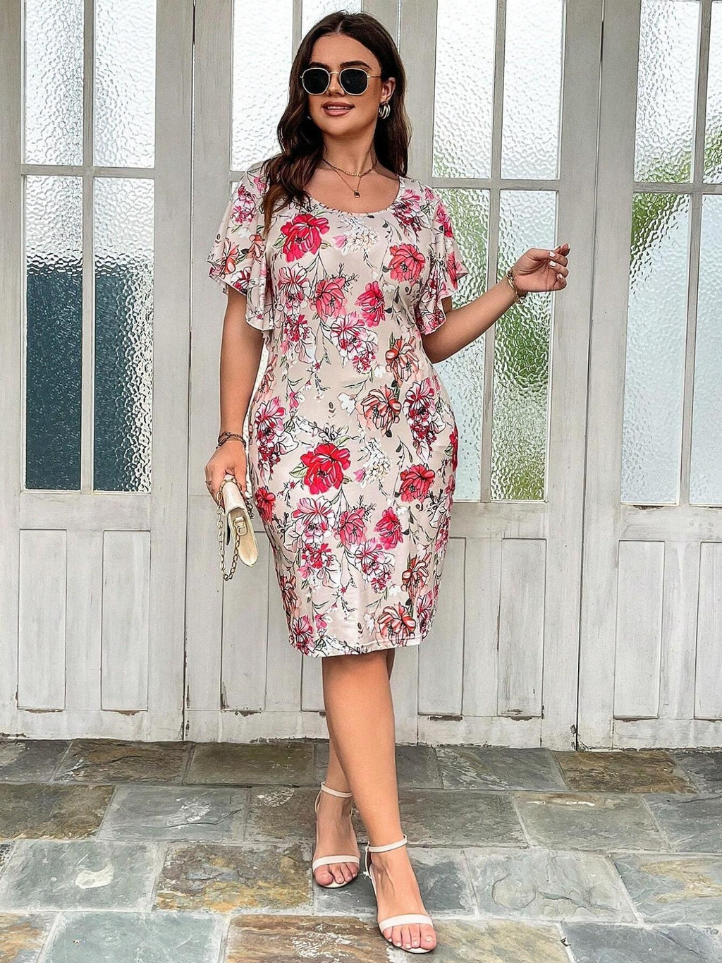 Elegant Women's Summer Dress with Print and Butterfly Sleeves Casual Style