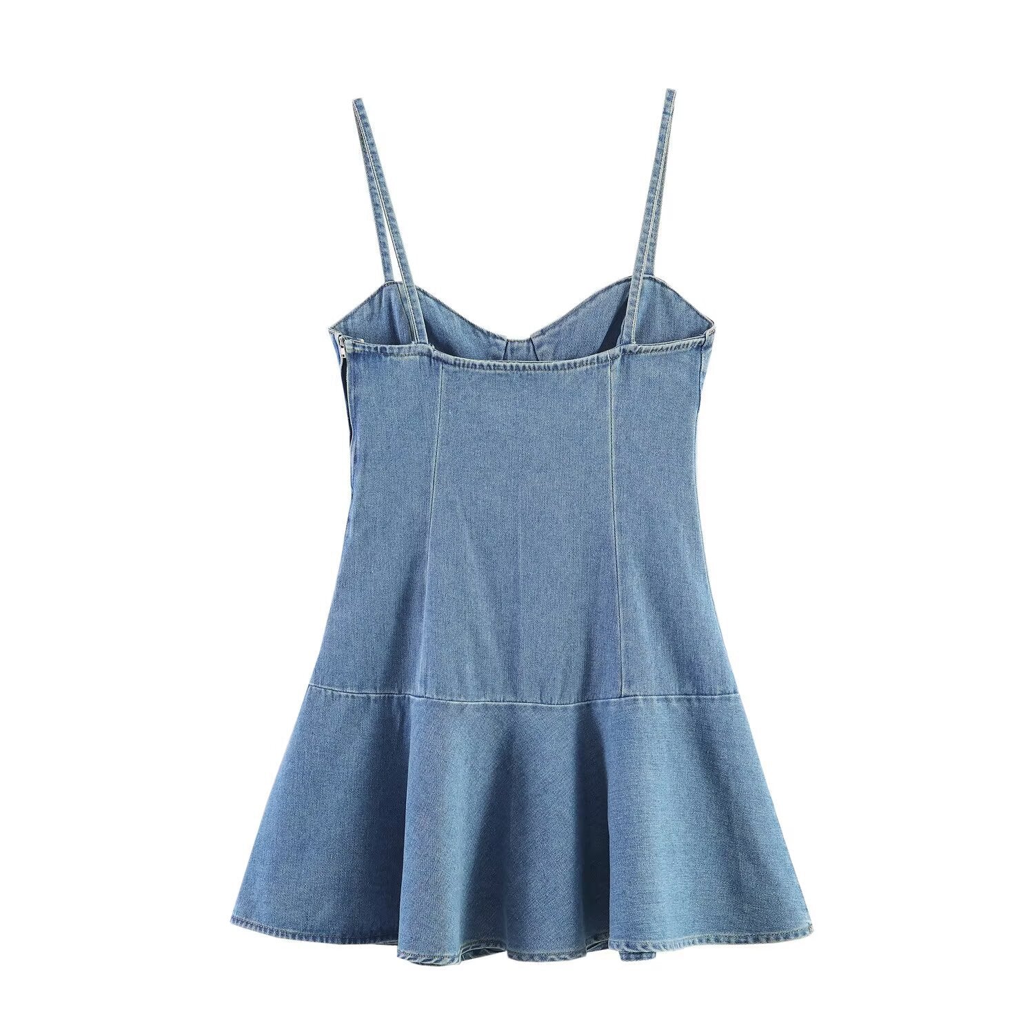 Spicy girl suspender denim mini dress