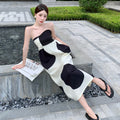 sexy backless strapless midi long dresses for women polka dots elegant party night club dress vestidos mujer