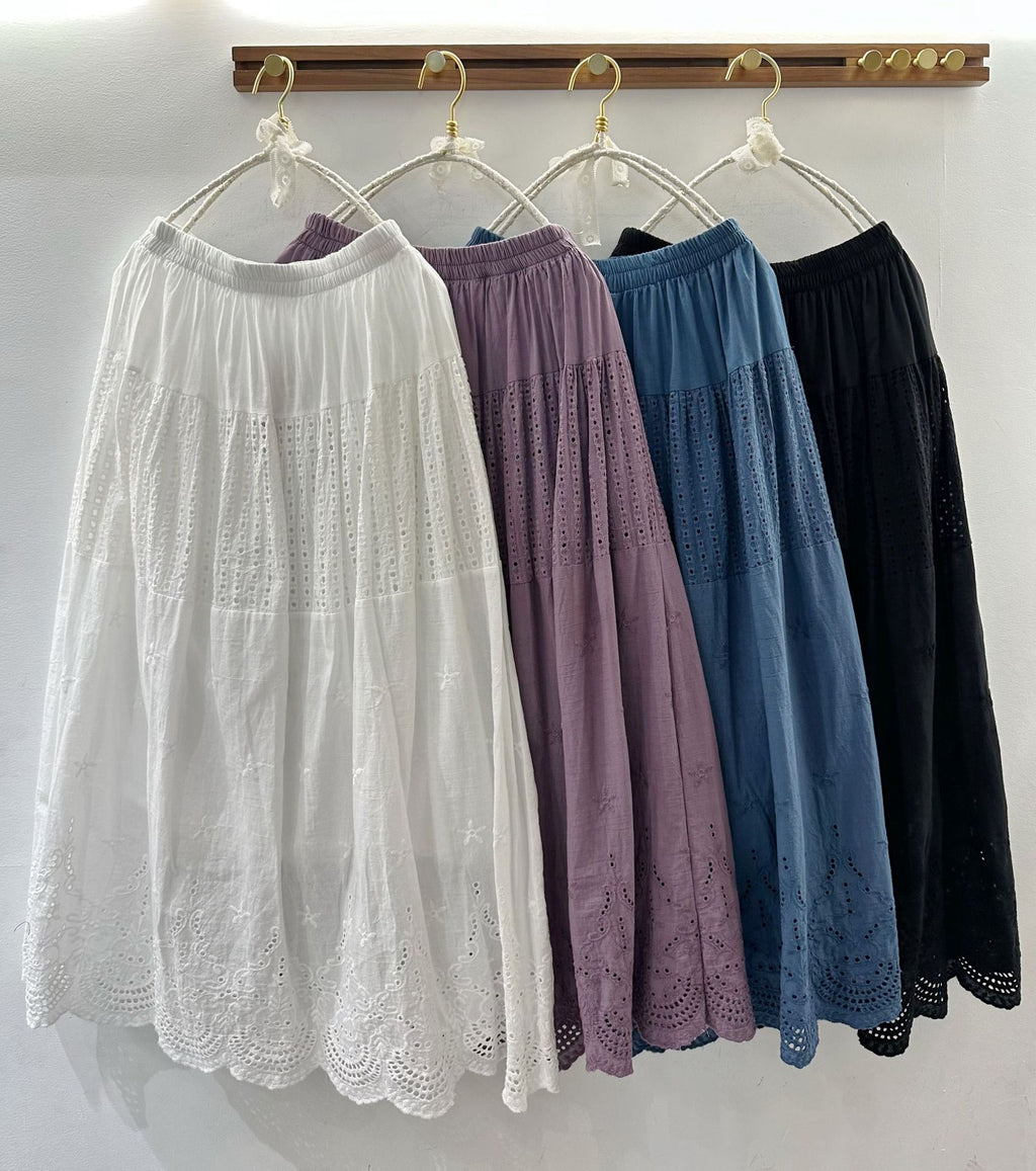 Hollow out patchwork lace skirt