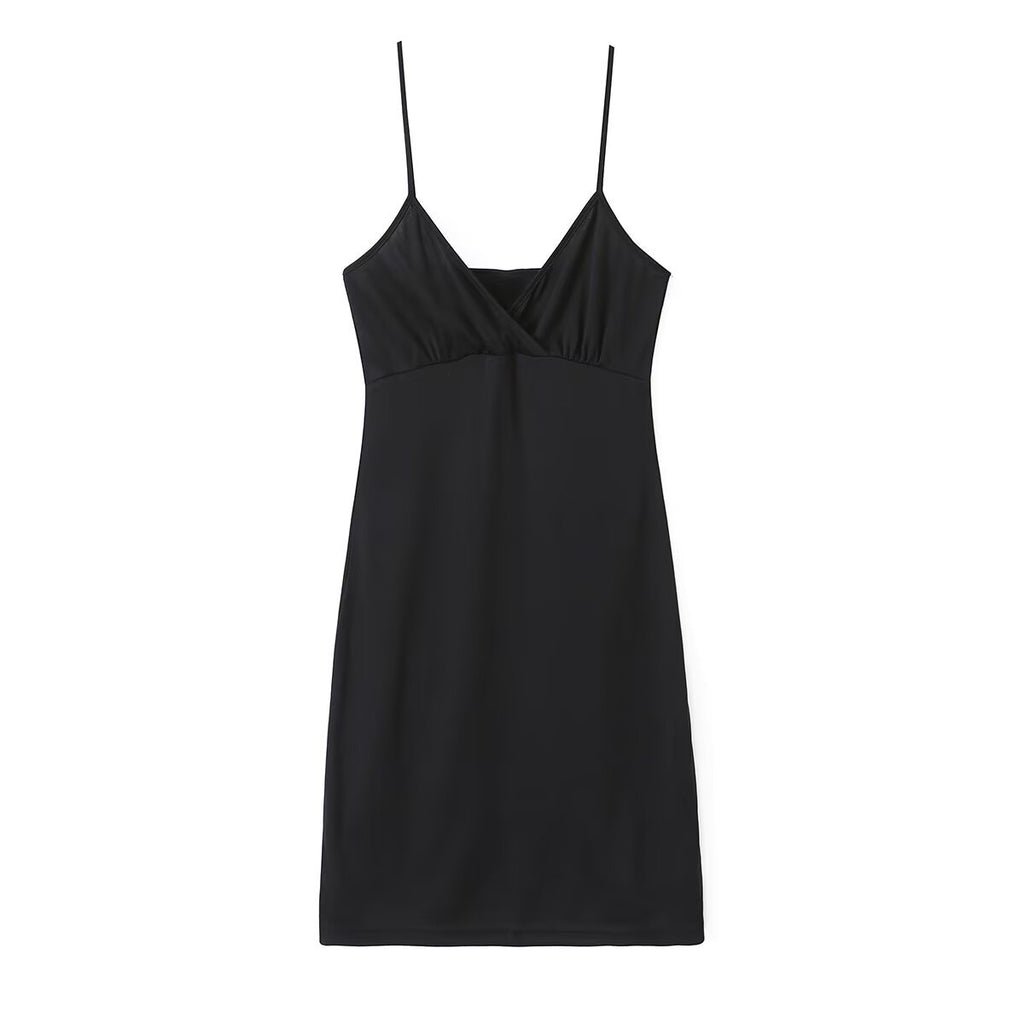 Chiffon printed loose fit large swing inner knitted suspender dress