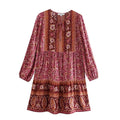Cotton positioning long sleeved loose dress