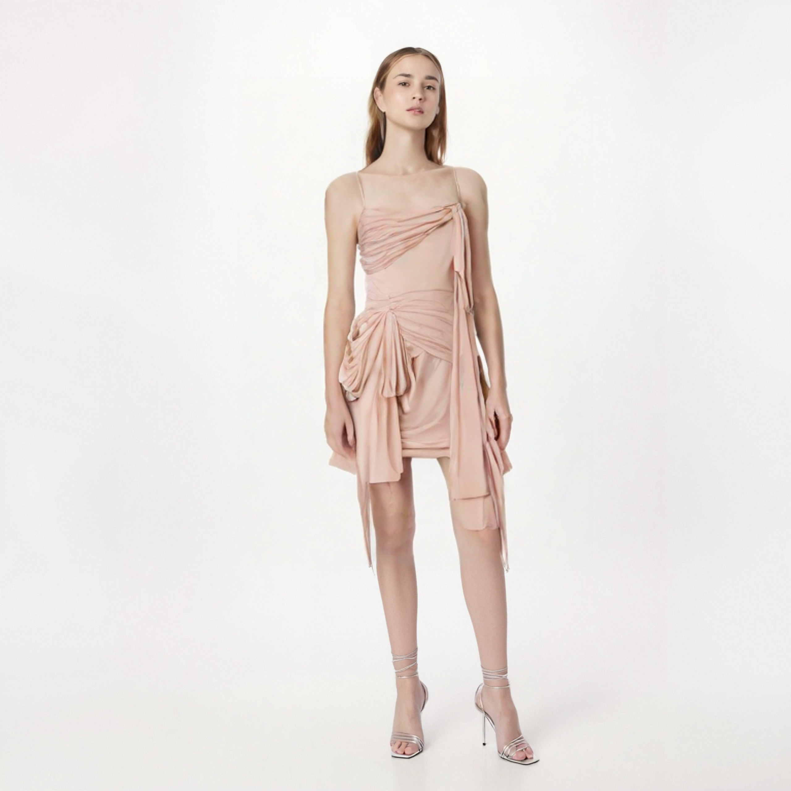 Womens dresses   Spring Sexy Open Back Suspended Mini Skirt Bow decoration Long dresses Folded slim Sleeveless party dress