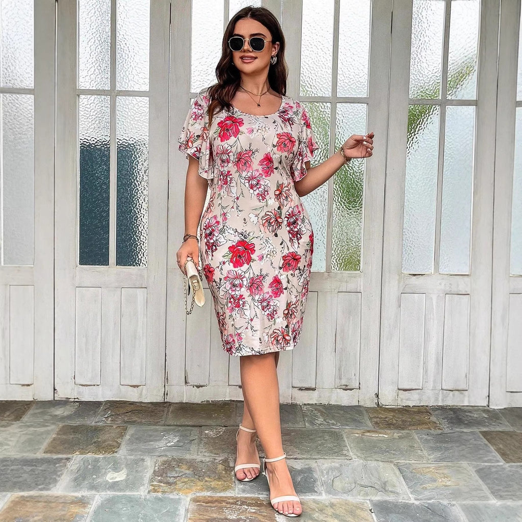 Elegant Women's Summer Dress with Print and Butterfly Sleeves Casual Style