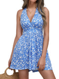 HUHOT Womens Athletic Vacation Short Summer Sun Dresses Outfits Sundresses Jumpsuits Webster Romper Dresses Plus Size Rompers For Curvy Women 2025 2024 Casual Beach V Neck Backless Romper