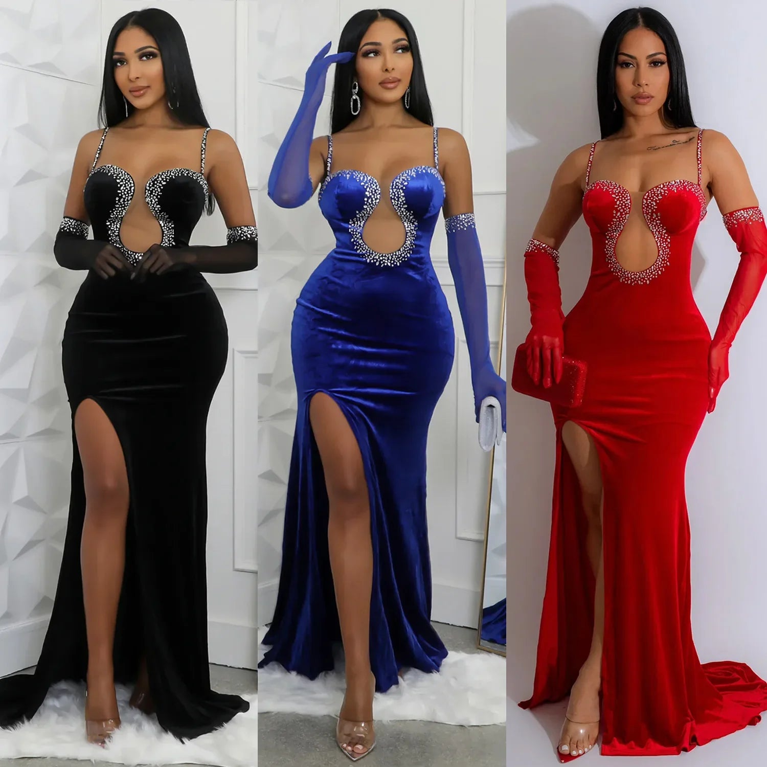 Autumn Sexy Diamond Evening Dress for Women