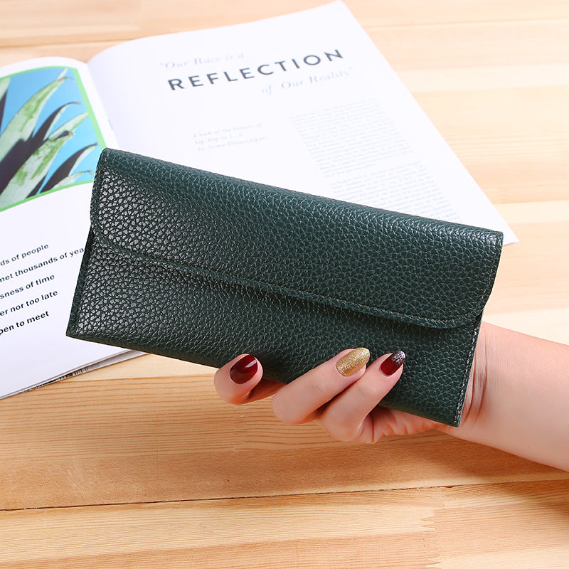 Women's Long Purse with Simple Buckle Card Wallet