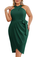 Hanna Nikole Womens Plus Size Sexy Spaghetti Straps Cocktail Dresses Ruched Bodycon Dress Dark Green 24Plus