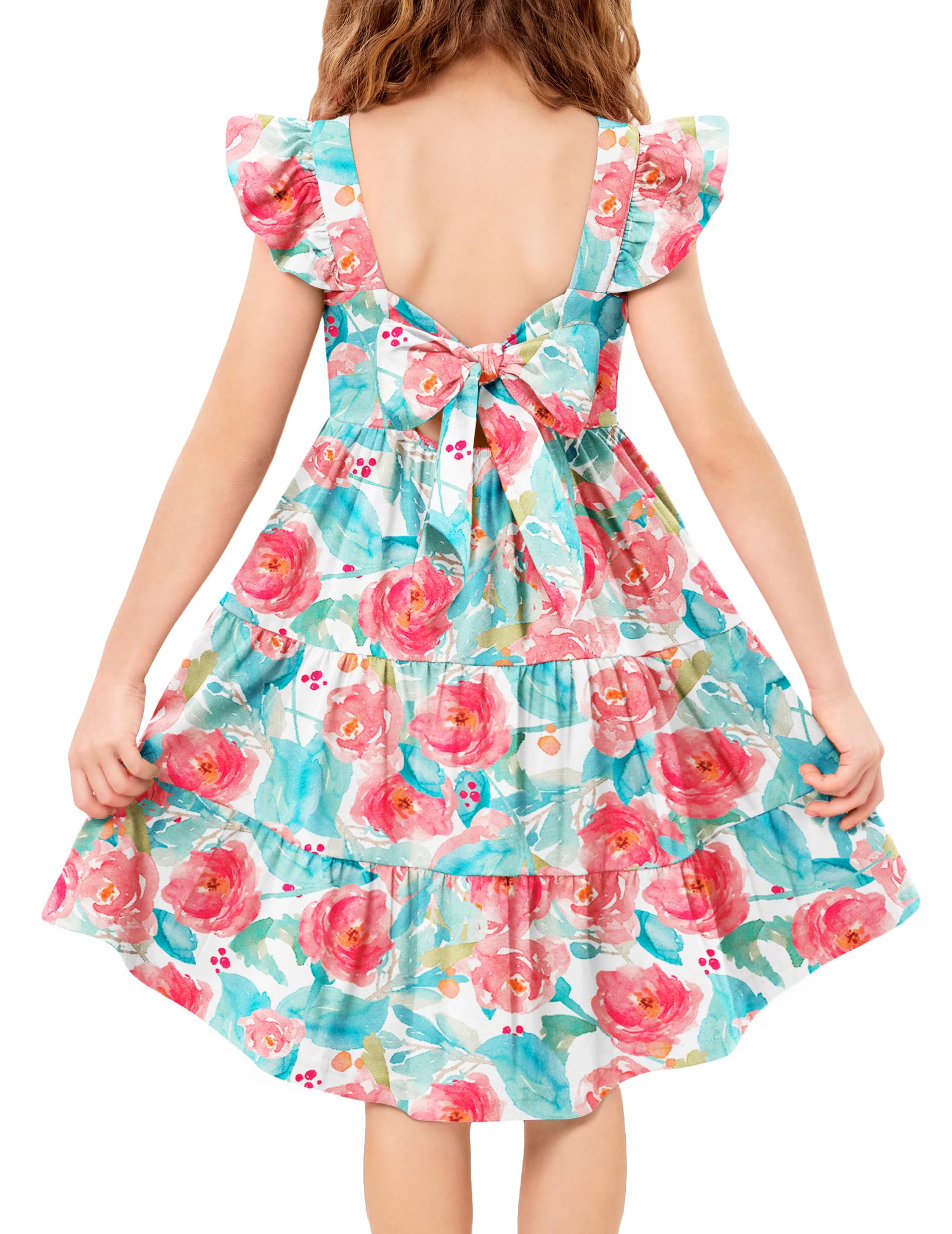 Arshiner Toddler Summer Dress Cotton Boho Twirly Flowy Beach Casual Dresses Green Floral 2t