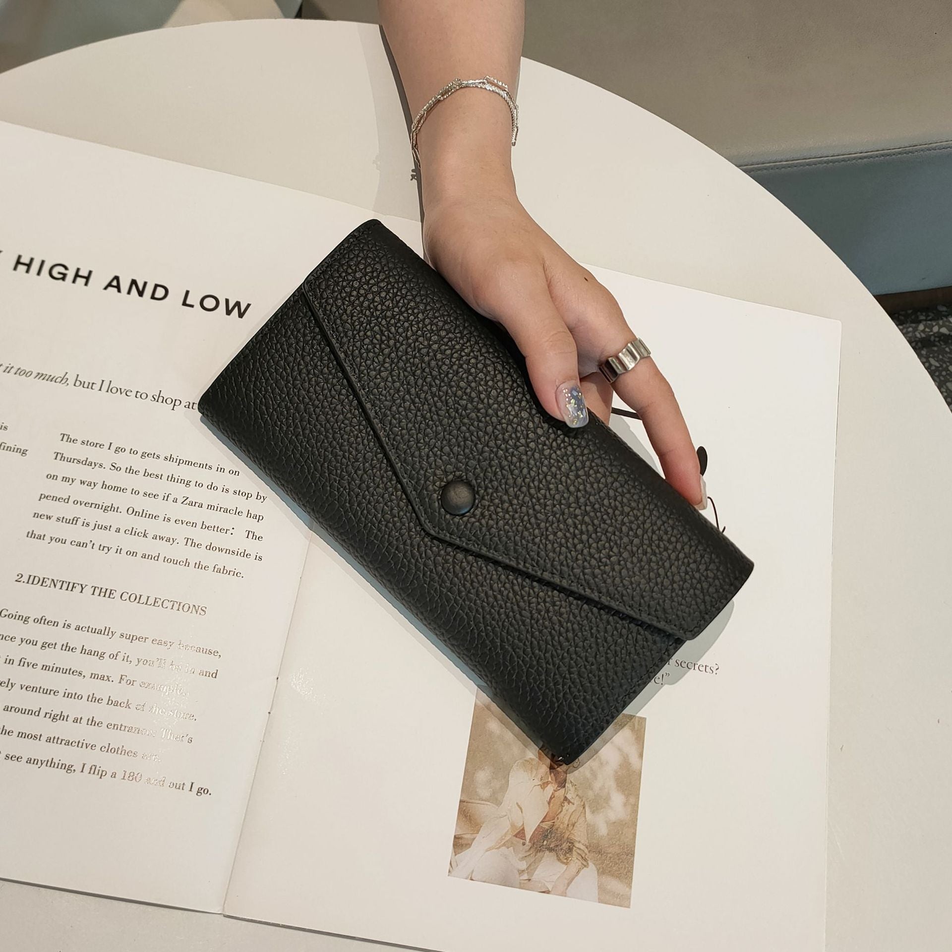 Trendy Korean Style Cowhide Card Coin Purse