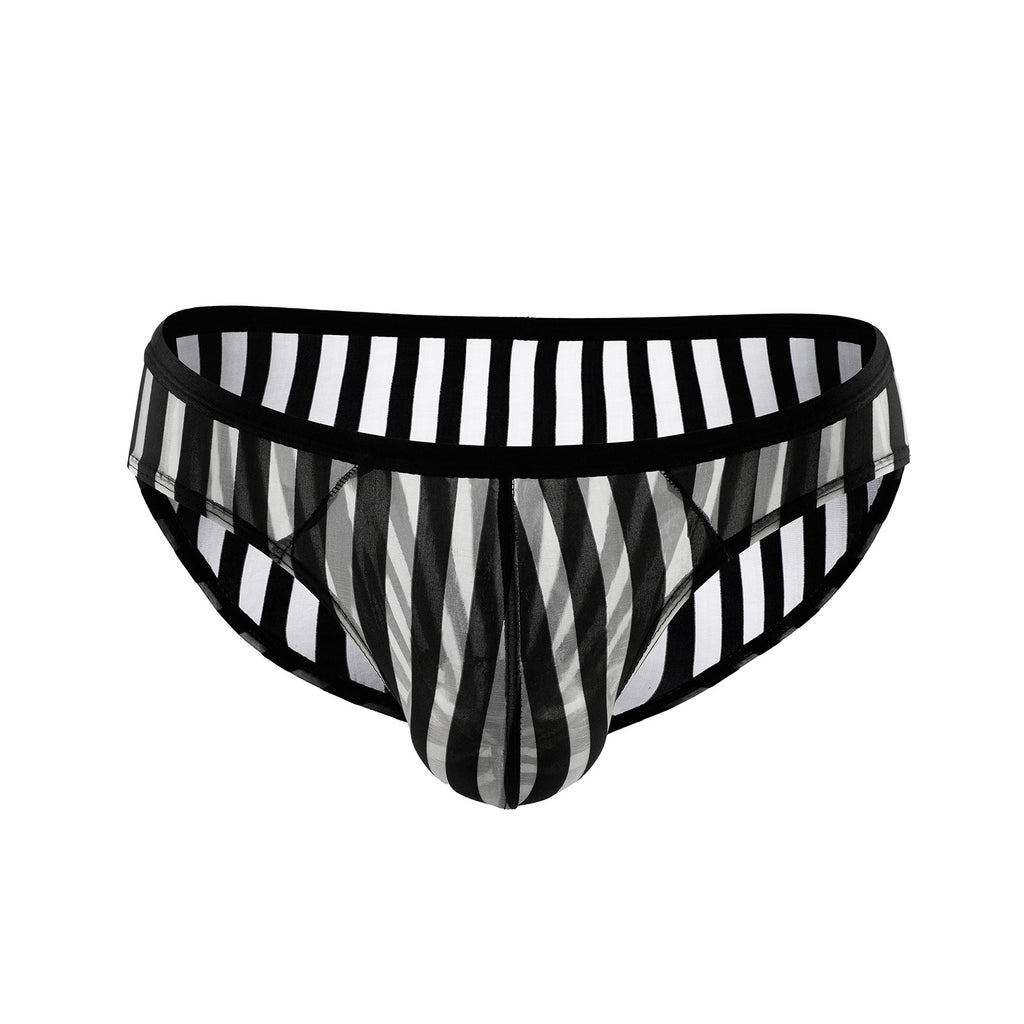 Men's Transparent Mesh Briefs with Sexy Stripes