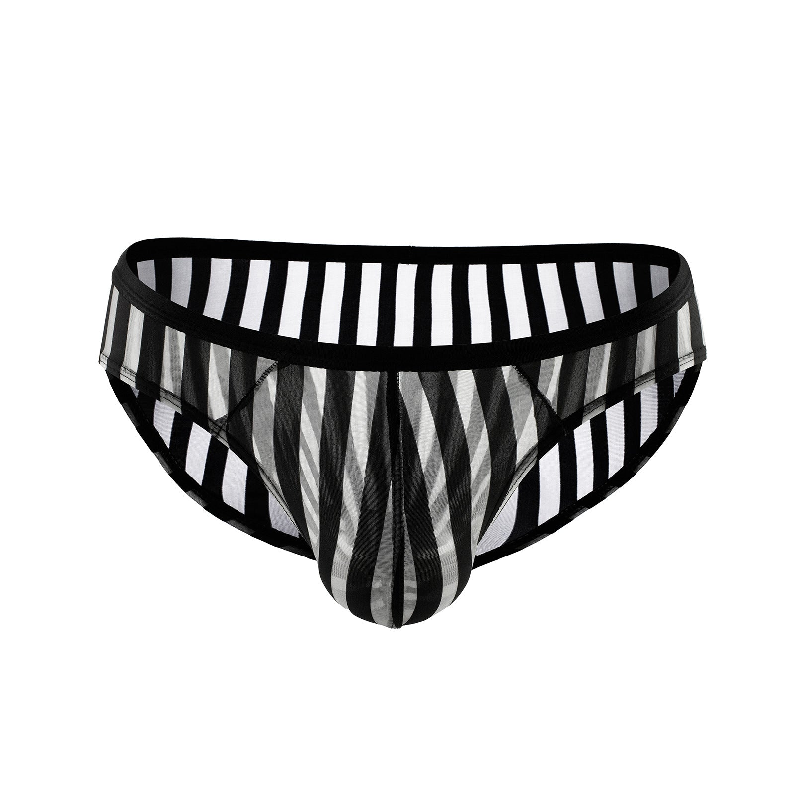Men's Transparent Mesh Briefs with Sexy Stripes