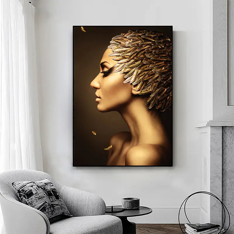 Gold Woman Oil Painting Canvas Art Print (23.6x15.7 in)