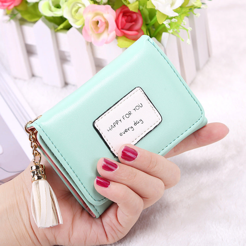 Korean Short Purse Wallet with Tassel Button Design
