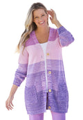 Woman Within Womens Plus Size Ombre Shaker Cardigan - 5X Purple Orchid Ombre