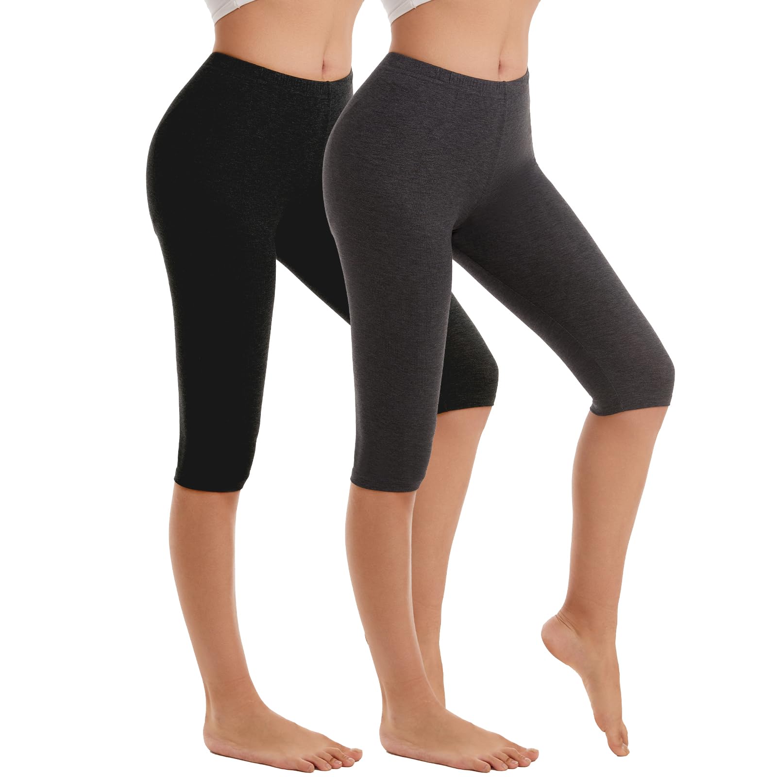 Vinconie Short Leggings Ladies Womens Knee Pants Leggings for Under Dresses Soft