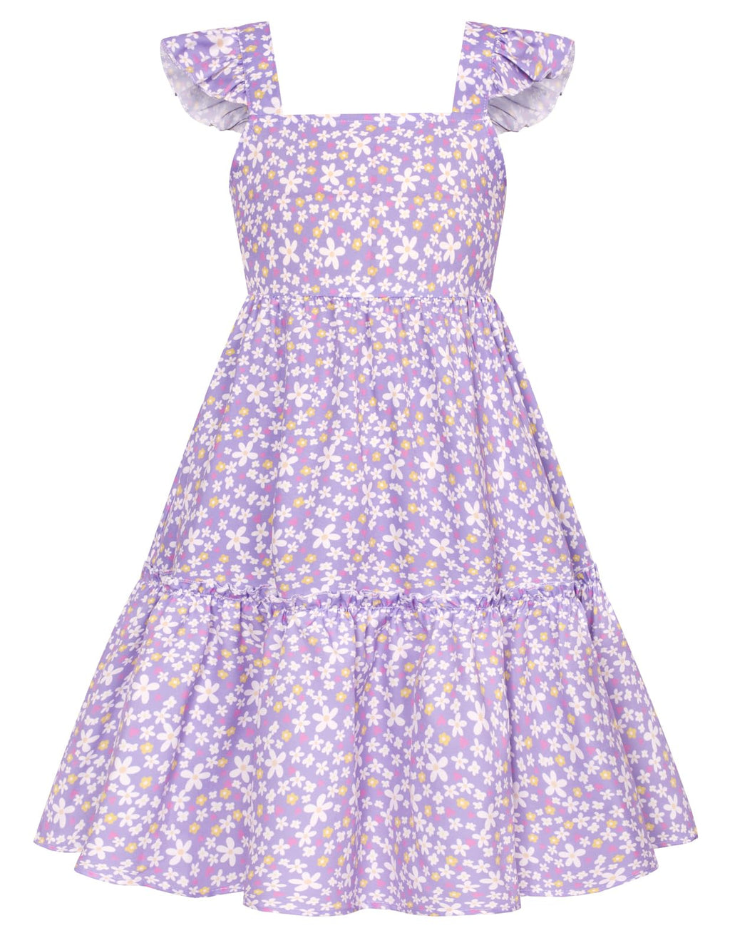 GRACE KARIN Little Girls Cute Floral Spring Dresses Girls Summer Beach Dress Purple Floral 10Y