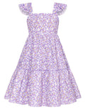 GRACE KARIN Little Girls Cute Floral Spring Dresses Girls Summer Beach Dress Purple Floral 10Y
