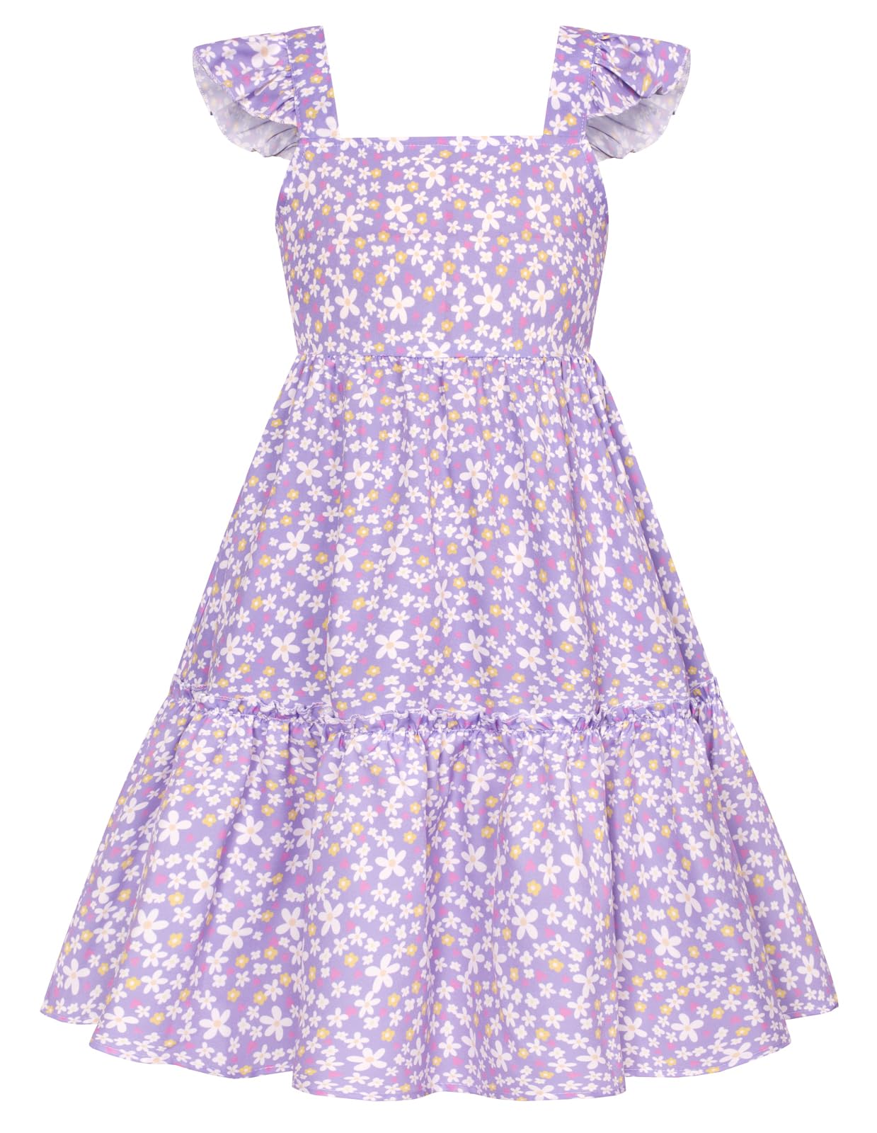 GRACE KARIN Little Girls Cute Floral Spring Dresses Girls Summer Beach Dress Purple Floral 10Y