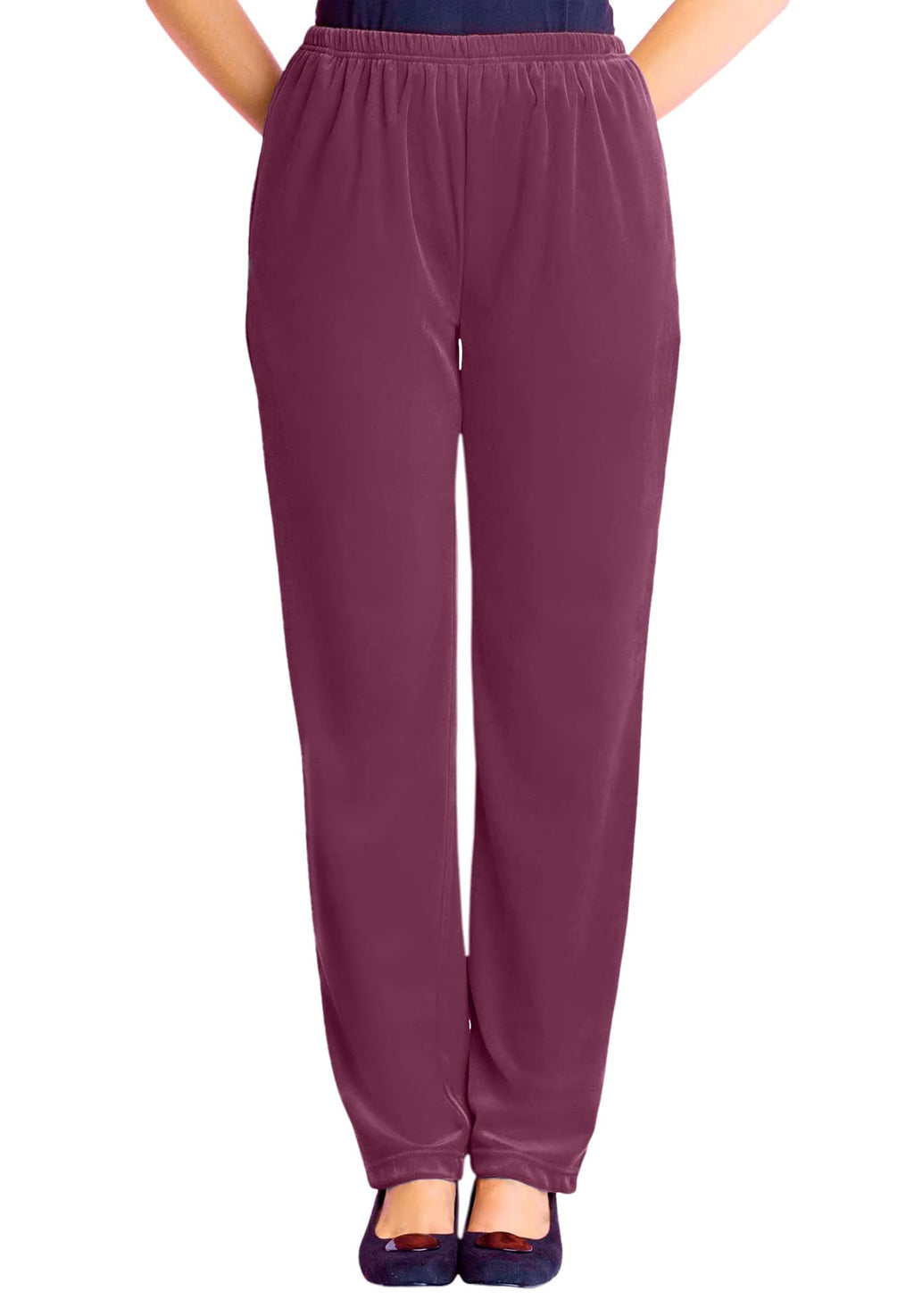 Woman Within Womens Plus Size Velour Pant - 3X Deep Claret