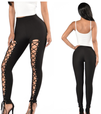Hollow Lace Sexy Leggings with Bottoming Design