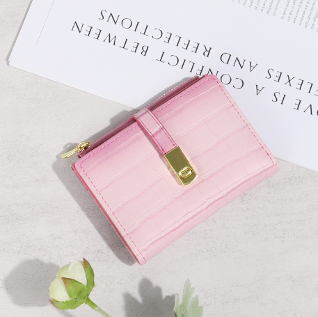 Women's Short Two-Fold Purse with Buckle
