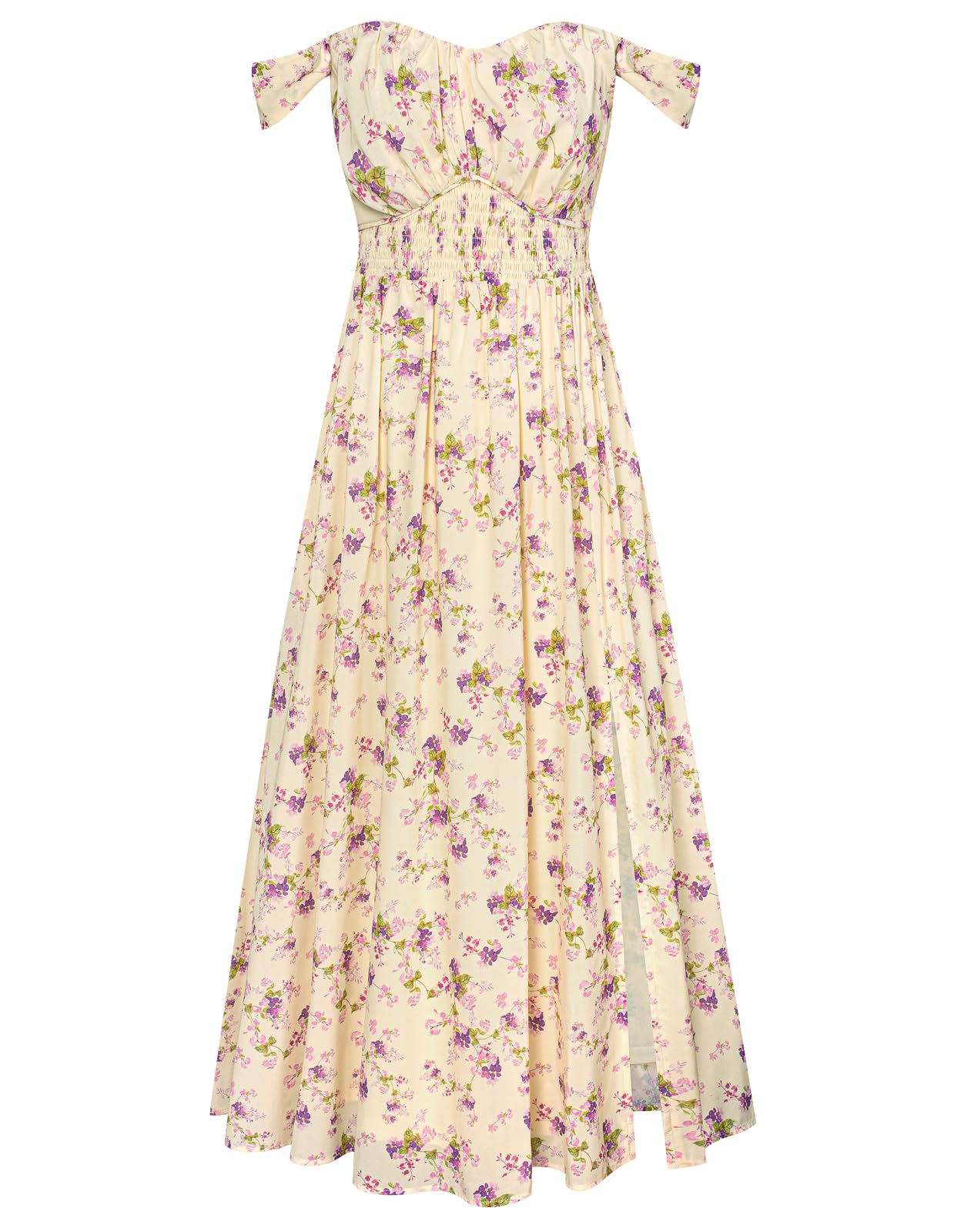 2024 Womens Summer Sleeveless Off Shoulder Floral Flowy A Line Maxi Dresses Beige Purple S