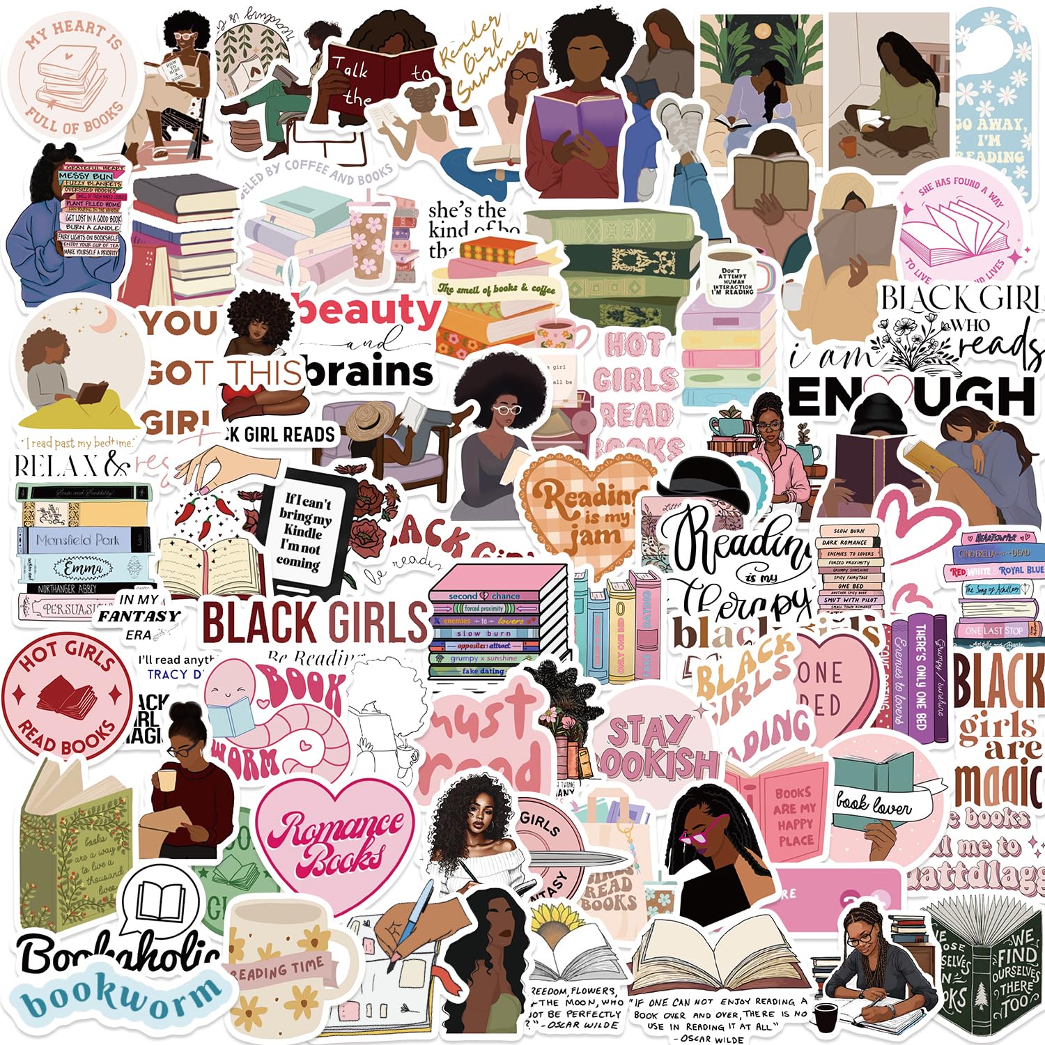 100PCS Black Girls Bookish Stickers for KindleBlack Woman Book StickersBookworm Reading StickersBook Lover Gifts