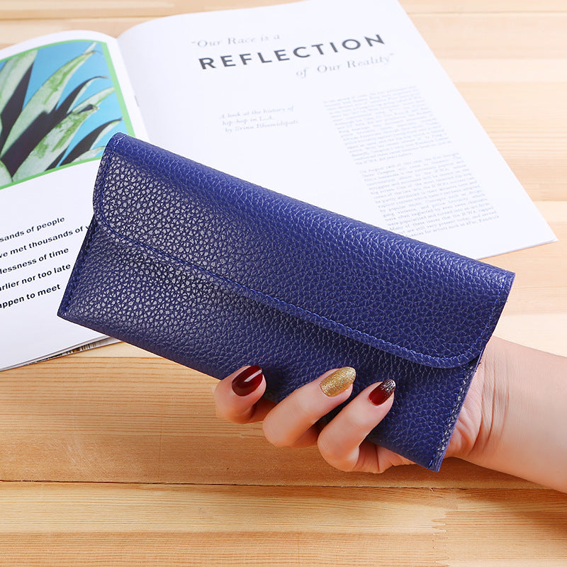 Women's Long Purse with Simple Buckle Card Wallet