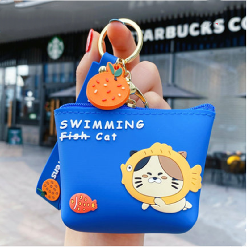 Mini Fruit Cat Coin Purse and Keychain Combo