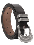 TYWestyles Western Belts for Woman-100% Genuine Leather Belt with Gold Silver Buckle for Jeans Dresses (Dark-Brown-Silver Buckle Fit Waist 28（Pants 0-2)