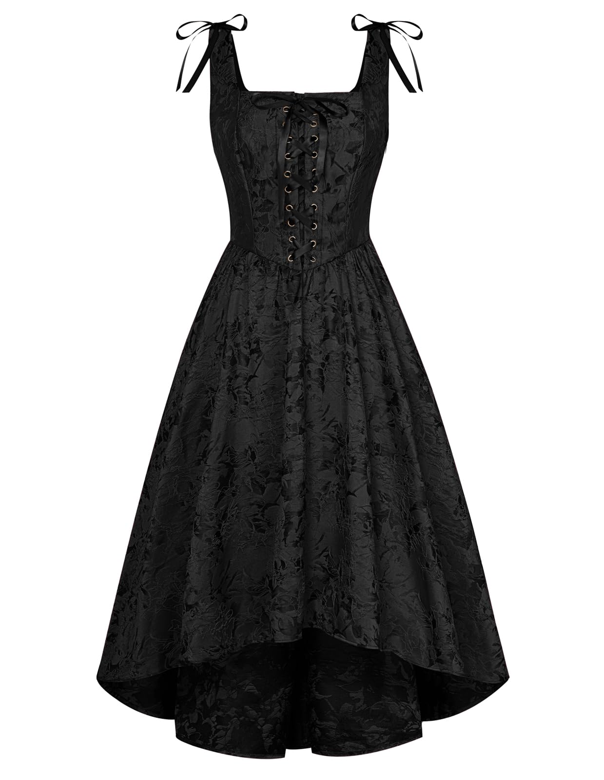 Scarlet Darkness Renaissance Costume Women Jacquard Victorian Gothic Dresses Black Jacquard Size 12