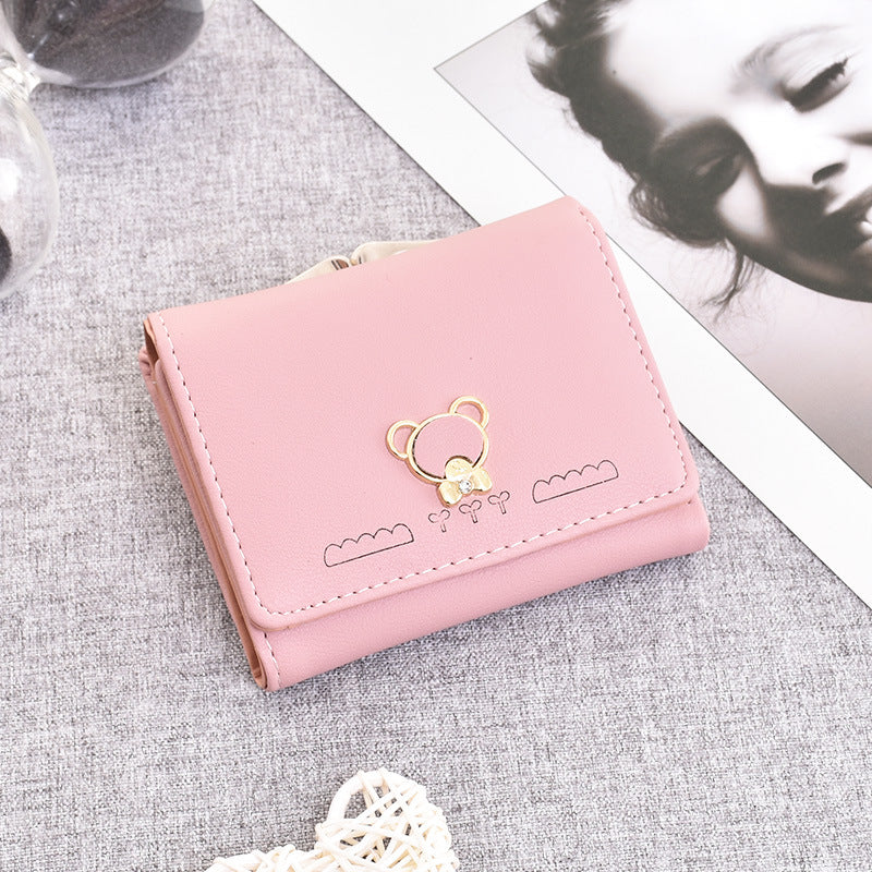 Cute Cartoon Bear Tri-Fold Multifunctional Coin Purse