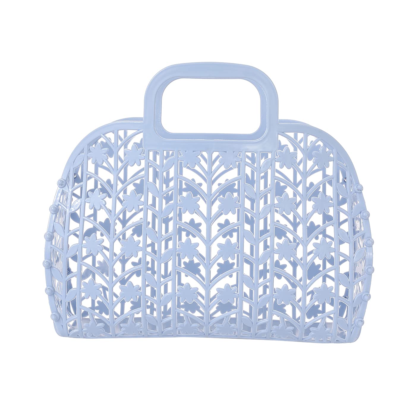 Girls Jelly Purse Women’s Plastic Tote Bag Jelly Bag Purse For Little Girls (Blue Flower)