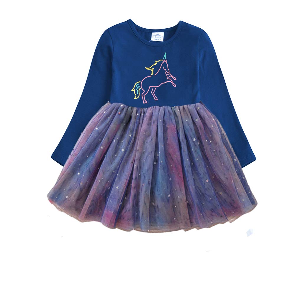 DXTON Toddler Girls Tutu Dresses Winter Long Sleeve Party Outfits 2-12T LH4993B 5T Black
