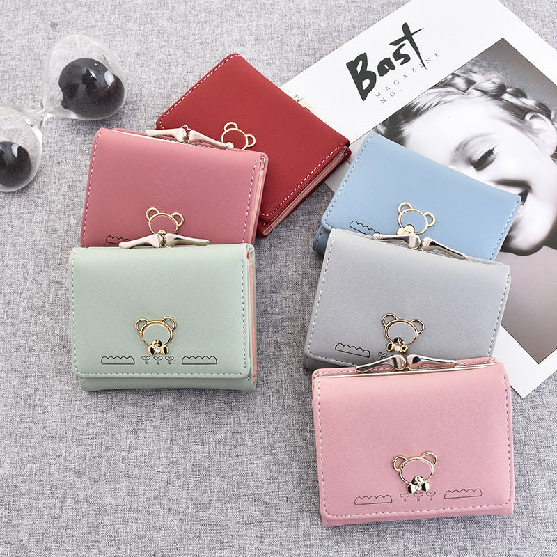 Cute Cartoon Bear Tri-Fold Multifunctional Coin Purse
