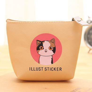 Cat Waterproof PU Handbag Wallet Storage Zipper Purse