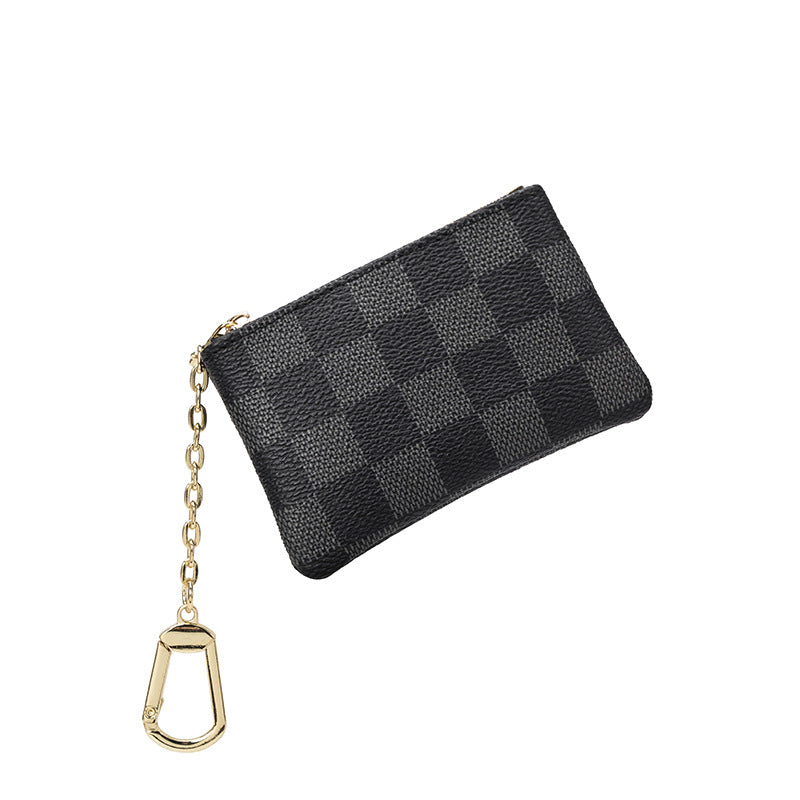 Plaid Mini Coin Purse & Keychain Storage Bag