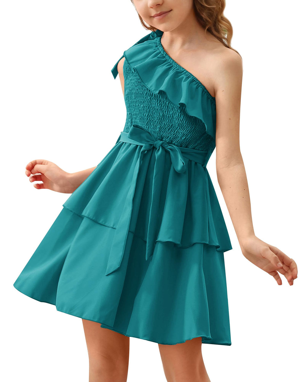 Danna Belle Girls Blue Dresses Size 8 Girls One Shoulder Summer Birthday Party Dress