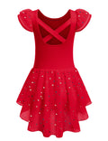 Zaclotre Girls Ruffle Sleeve Ballet Leotard with Skirt Criss-Cross Back Dance Dresses Outfit