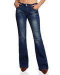 PEIHOT Low Rise Boot Cut Jeans for Woman Butt Lifting Stretch Denim Pants Trendy Small Dark Blue