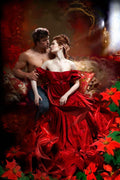 Diamond Painting of a Woman in a Red Dress